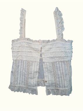 Edikted White Ruffle Lace Tank Top
